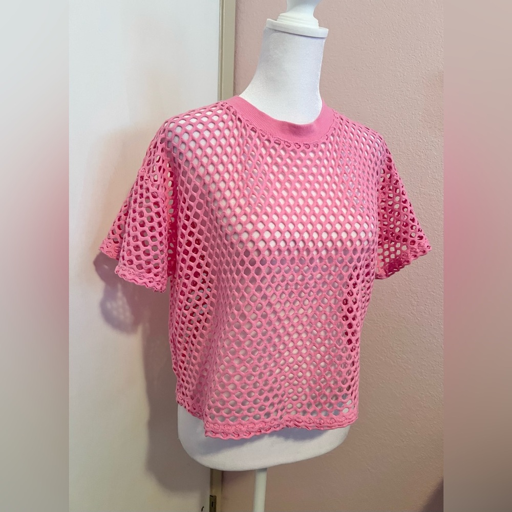 Pink Fishnet Mesh Top - Picture 3 of 8
